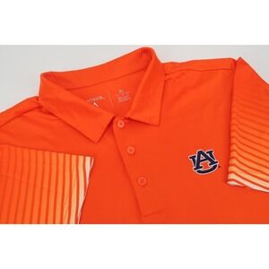 Auburn Tigers Polo Shirt Mens XL Orange Striped Performance Golf Stretch Antigua